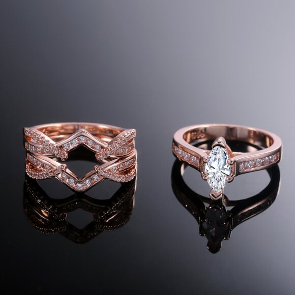 Sweet Anillos Shiny Marquis Dainty Zircon Micro Pave Rings for Women, PD018 - Picture 6 of 6